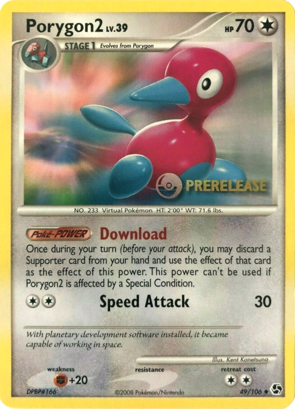 Porygon2 (49/106) (Prerelease Promo) [Diamond & Pearl: Black Star Promos] | Exor Games Summserside