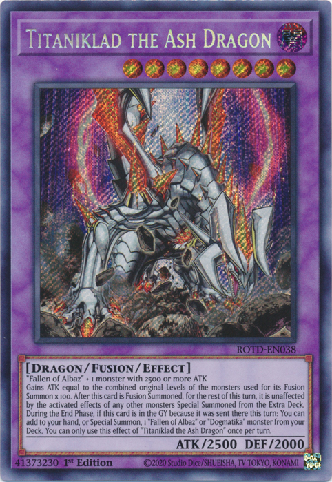 Titaniklad the Ash Dragon [ROTD-EN038] Secret Rare | Exor Games Summserside