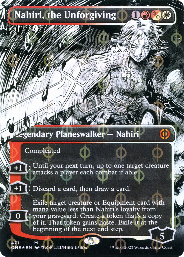 Nahiri, the Unforgiving (Borderless Manga Step-and-Compleat Foil) [Phyrexia: All Will Be One] | Exor Games Summserside