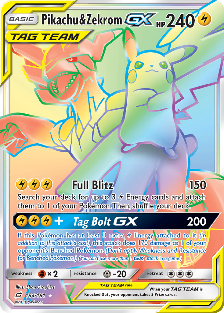 Pikachu & Zekrom GX (184/181) [Sun & Moon: Team Up] | Exor Games Summserside