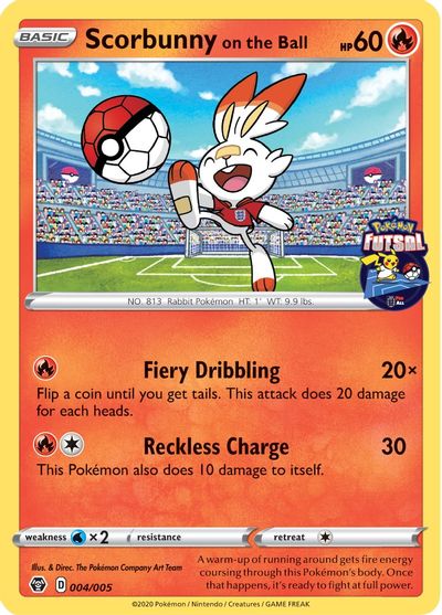 Scorbunny on the Ball (004/005) [Pokemon Futsal Collection] | Exor Games Summserside