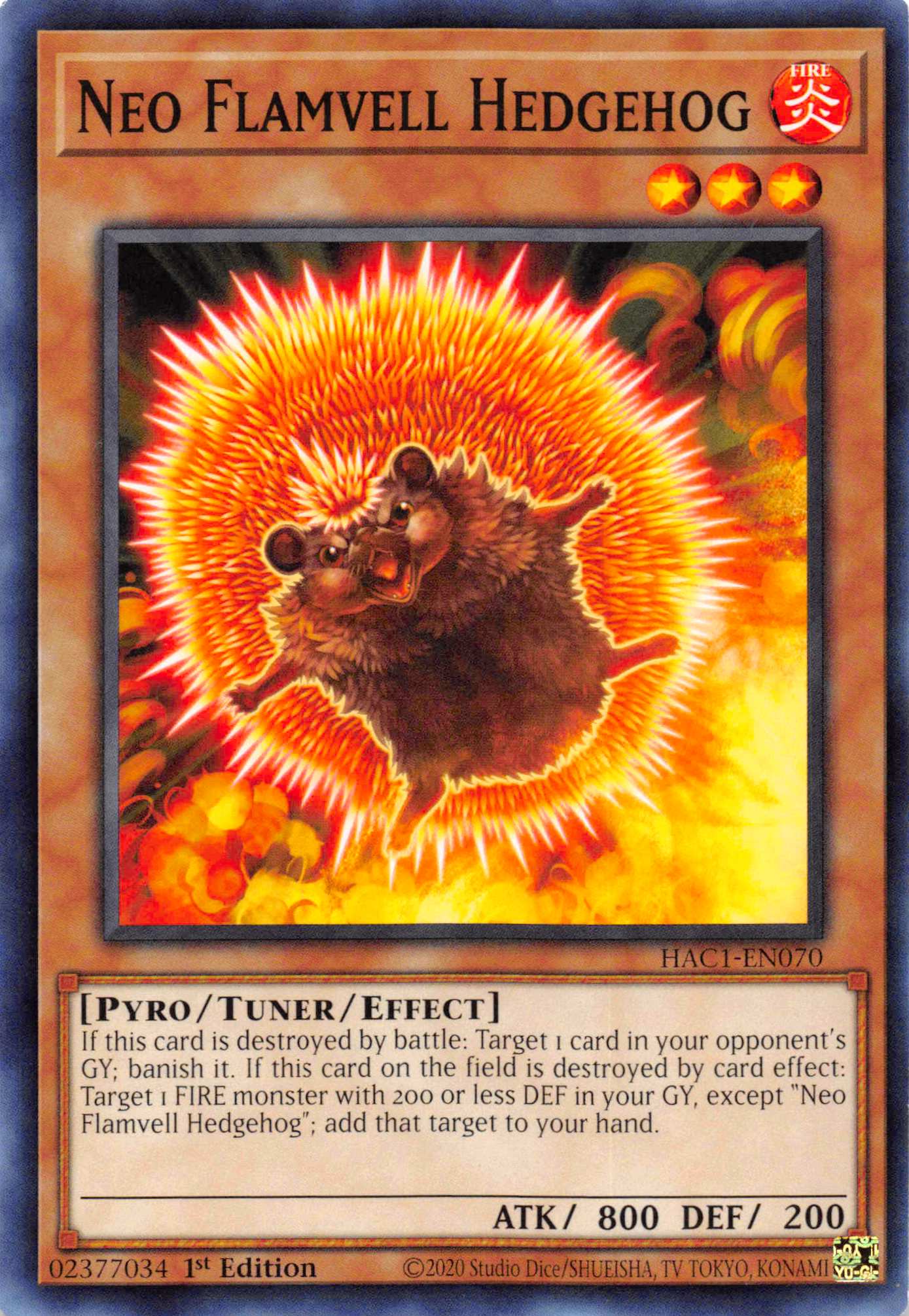 Neo Flamvell Hedgehog [HAC1-EN070] Common | Exor Games Summserside