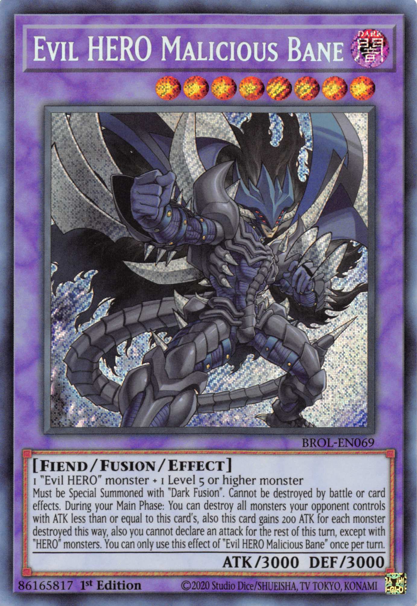 Evil HERO Malicious Bane [BROL-EN069] Secret Rare | Exor Games Summserside