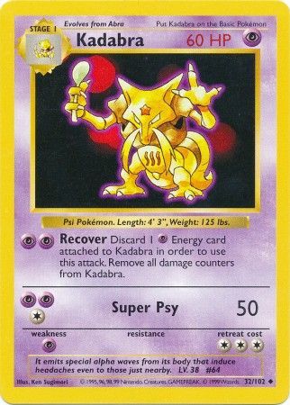 Kadabra (32/102) [Base Set Shadowless Unlimited] | Exor Games Summserside