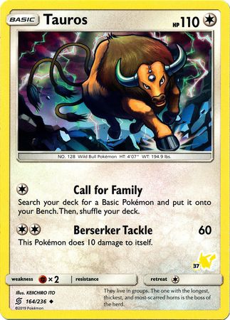 Tauros (164/236) (Pikachu Stamp #37) [Battle Academy 2020] | Exor Games Summserside