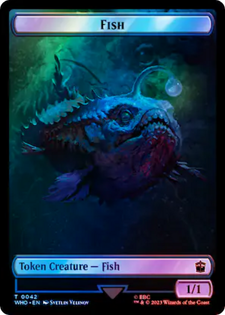 Fish // Alien Salamander Double-Sided Token (Surge Foil) [Doctor Who Tokens] | Exor Games Summserside